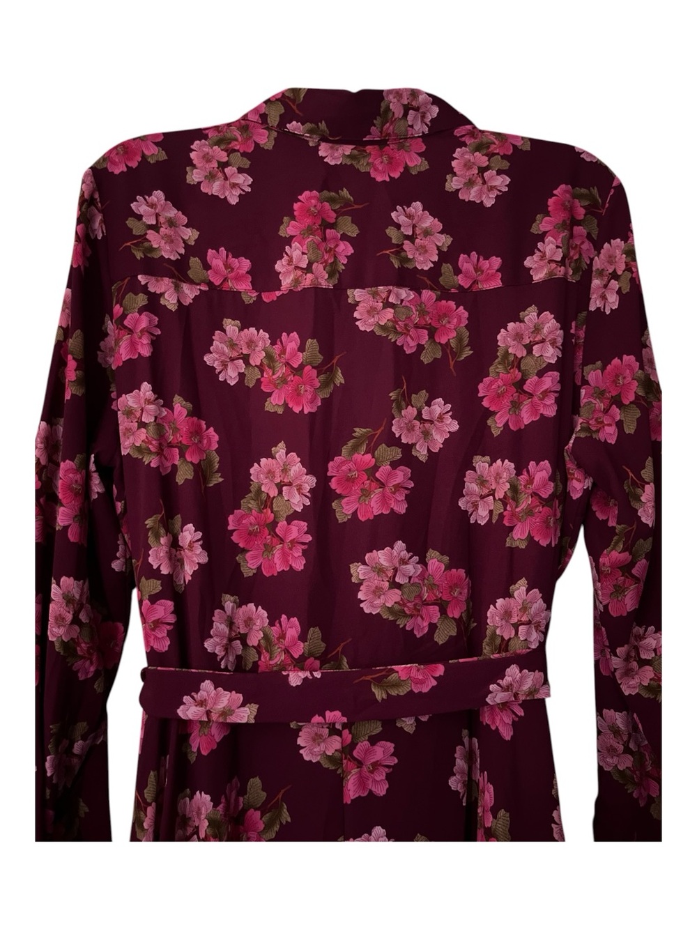 NWT Pink Floral Shirt Dress Nanette Lepore Sangria Pink Tie Belt Size 12 - Picture 10 of 15